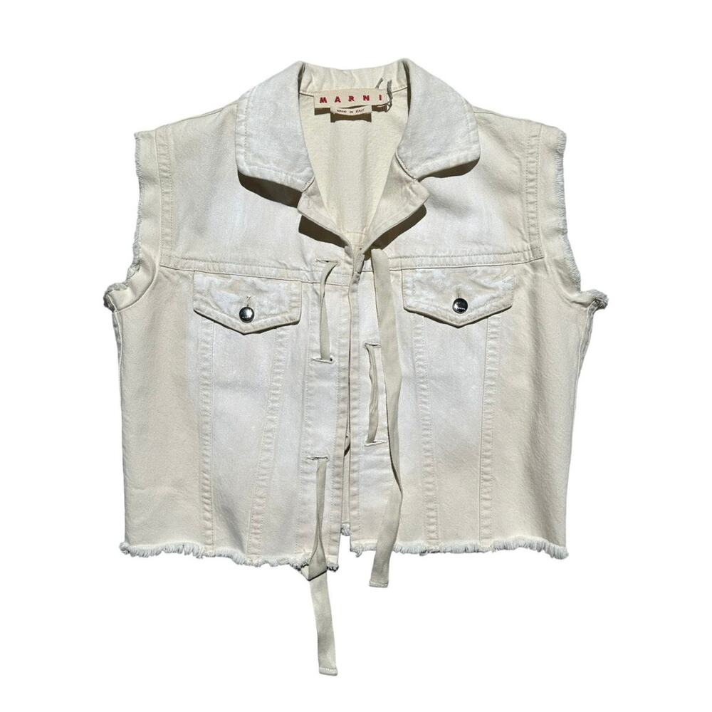 MARNI SS21 runway painted denim vest